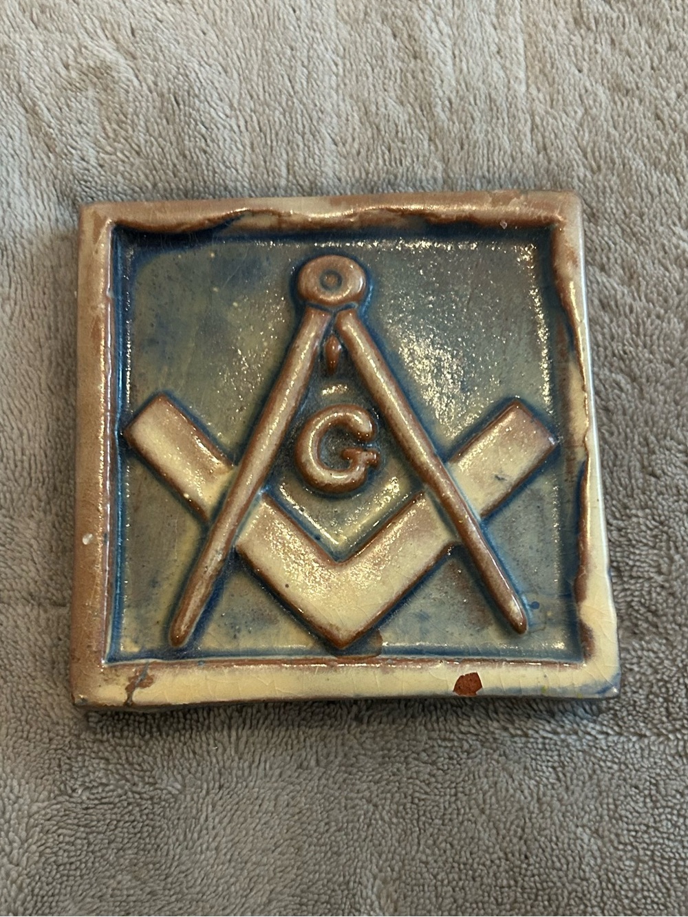 MORAVIAN pottery and tile works ceramic MASONIC FREEMASON